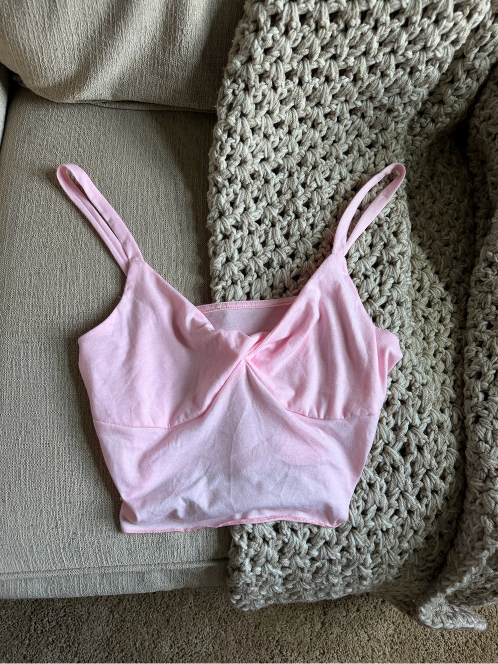 Light Pink Cropped Camisole Tank Top